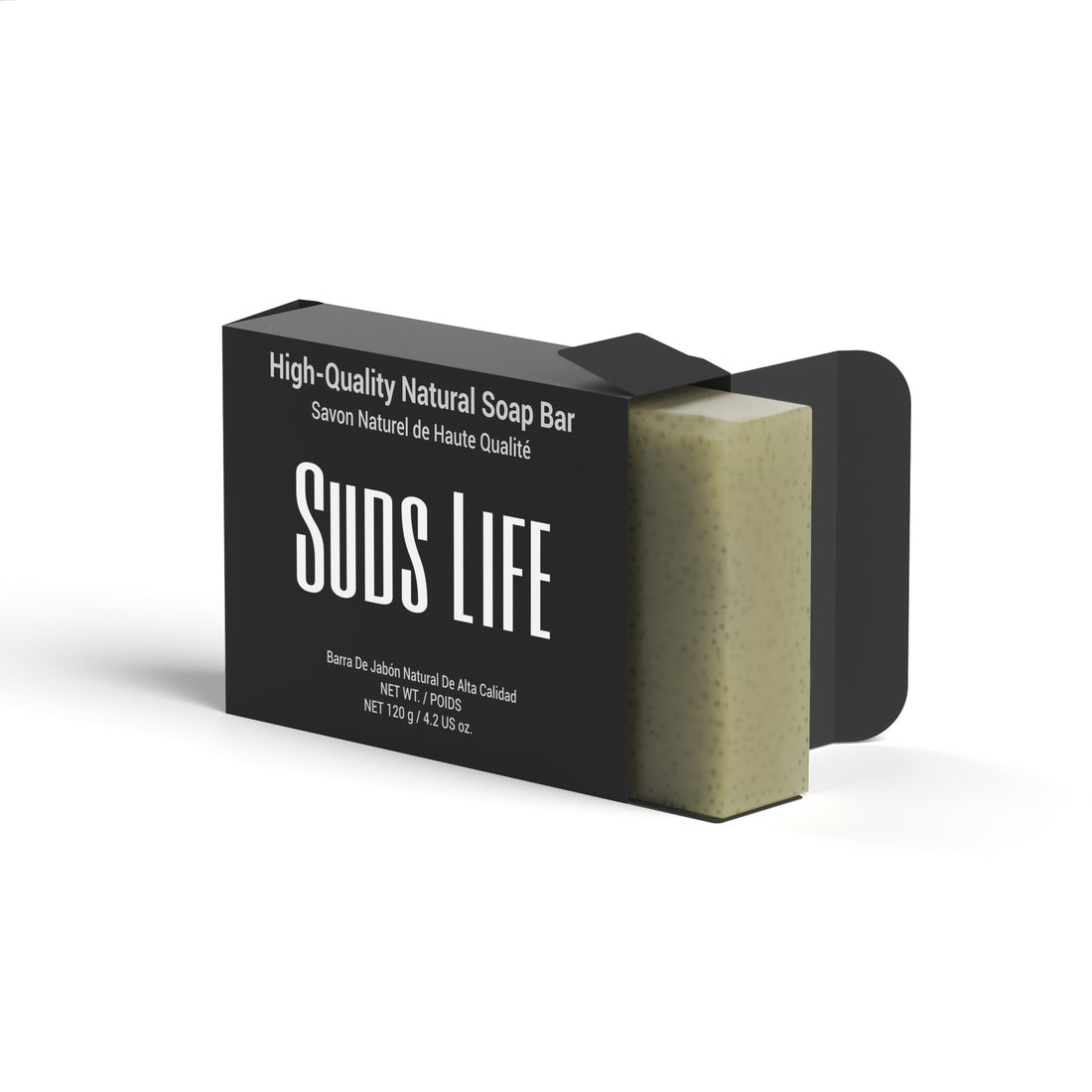 A bar of natural green tea soap from suds life